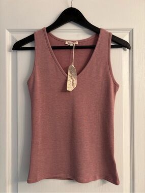 Mystree Women’s Sleeveless V-Neck Tank Top - Mauve Pink